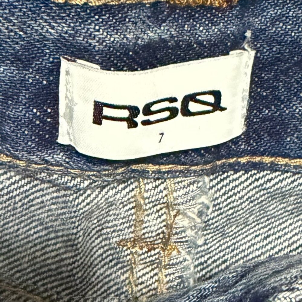 RSQ Girls Baggy Jeans Size 7 NWT Dark Wash Knee Seam‎ Skater Y2K Cropped Tillys - Picture 4 of 8